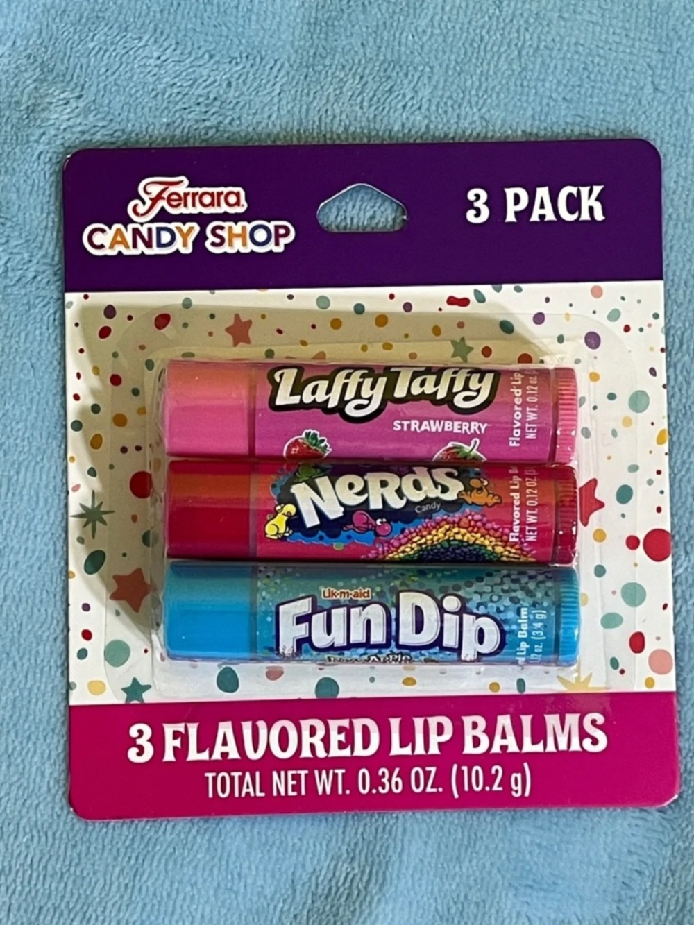 Taste Beauty Candy Shop Flavored Lip Balm, Pack of 3, Nerds-Laffy Taffy-Fun Dip
